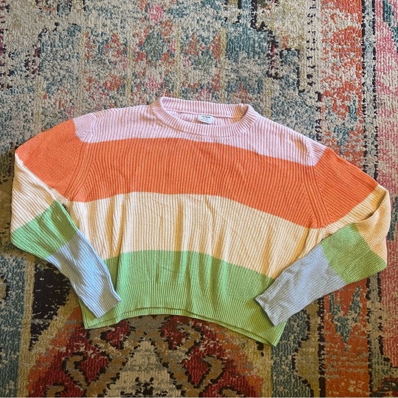 Cotton:On cotton cropped sweater in rainbow stripe print - Picture 2 of 7